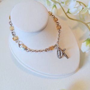 Vintage HMH Sterling Silver Rosary Bracelet